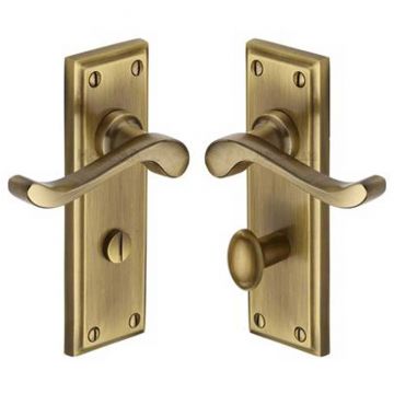 Edwardian Bathroom Lever Brushed Antique Brass Lacquered