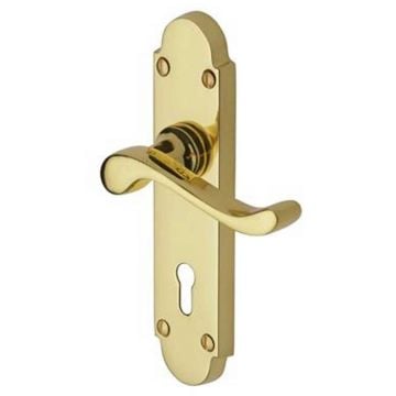 Scroll Lever Lock Polished Brass Lacquered