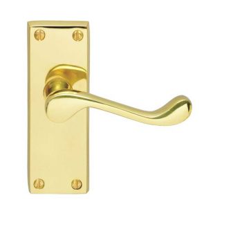 Scroll Lever Latch Handle Polished Brass Lacquered