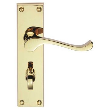 Scroll Bathroom Lever Handle Polished Brass Lacquered