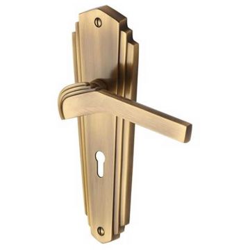 Waldorf Deco Sprung Lever Lock 203 mm Brushed Antique Brass Lacquered