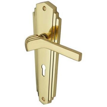 Waldorf Deco Sprung Lever Lock 203 mm Polished Brass Lacquered