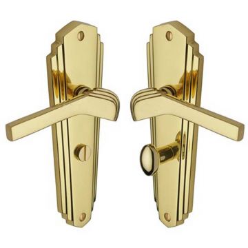 Waldorf Deco Sprung Bathroom Lever 203 mm Polished Brass Lacquered