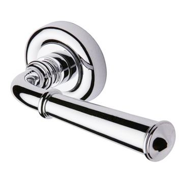 Colonial Lever Handle on Round Rose Polished Chrome Plate