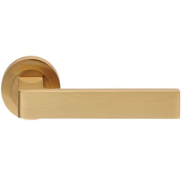 Criterion DL01 Lever Door Handle on Round Rose Satin Brass Lacquered