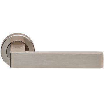 Criterion DL01 Lever Door Handle on Round Rose Satin Nickel Plate