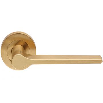Criterion DL02 Lever Door Handle on Round Rose Satin Brass Lacquered