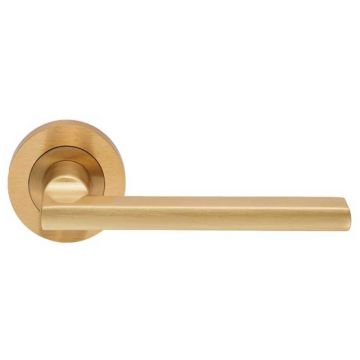 Criterion DL03 Lever Door Handle on Round Rose Satin Brass Lacquered