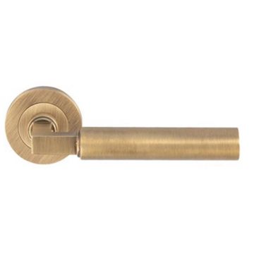 Criterion DL04 Lever Door Handle on Round Rose Antique Brass Lacquered