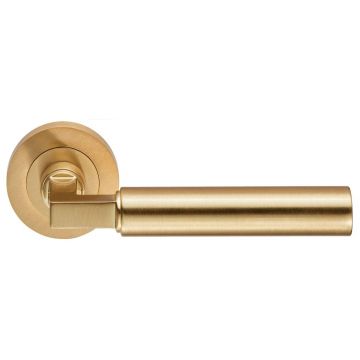 Criterion DL04 Lever Door Handle on Round Rose Satin Brass Lacquered
