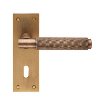 Criterion DL05 Lever Door Handle on Backplate Lock (Antique Brass Lacquered)