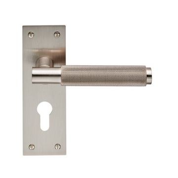 Criterion DL05 Lever Door Handle on Backplate Euro Profile (Satin Nickel Plate)