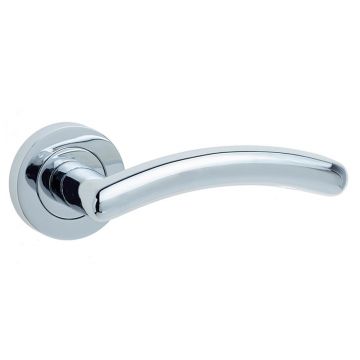 Mailand Lever Door Handle on Round Rose Polished Chrome Plate