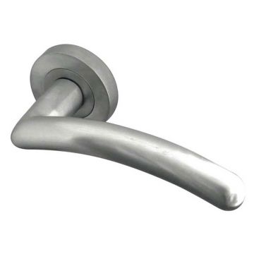 Mailand Lever Door Handle on Round Rose Satin Chrome Plate