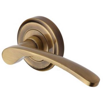 Sophia Lever Latch on Round Rose Brushed Antique Brass Lacquered