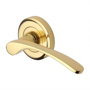 Sophia Lever Latch on Round Rose Polished Brass Lacquered