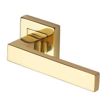 Delta Lever on Square Rose Polished Brass Lacquered