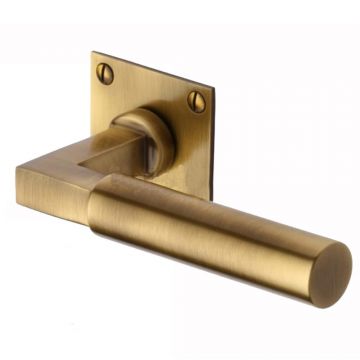Bauhaus Lever on Square Rose Brushed Antique Brass Lacquered
