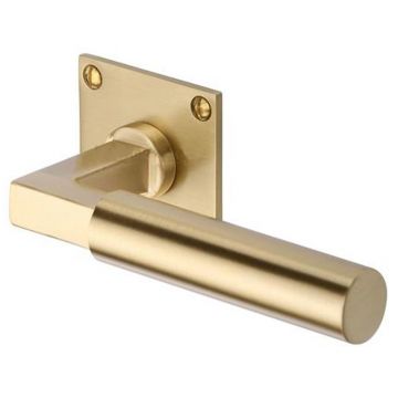 Bauhaus Lever on Square Rose Satin Brass Lacquered