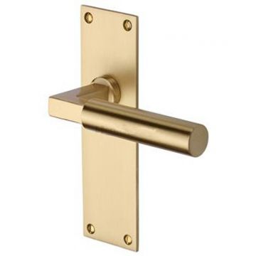 Bauhaus Lever Latch on Backplate Satin Brass Lacquered