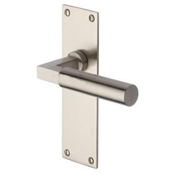 Bauhaus Lever Latch on Backplate Satin Nickel Plate