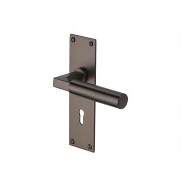Bauhaus Lever Lock on Backplate Matt Bronze Lacquered