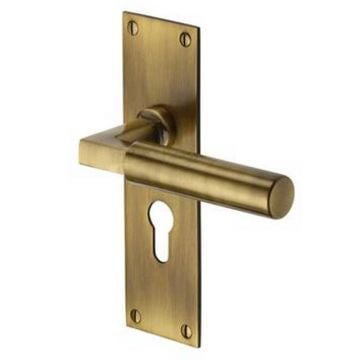Bauhaus Lever with Euro Profile Brushed Antique Brass Lacquered