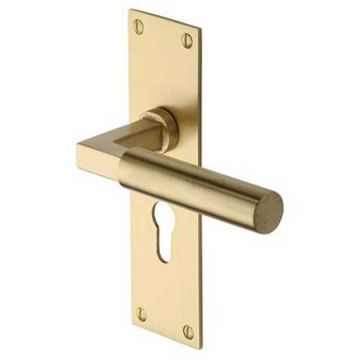 Bauhaus Lever with Euro Profile Satin Brass Lacquered