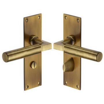 Bauhaus Bathroom Lever on Backplate Brushed Antique Brass Lacquered