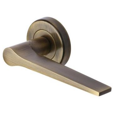 Gio lever on Round Rose Brushed Antique Brass Lacquered
