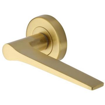 Gio lever on Round Rose Satin Brass Lacquered