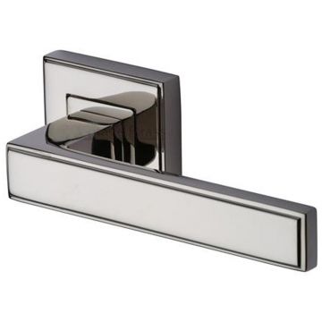 Art Deco Square Rose Lever Polished Nickel Plate