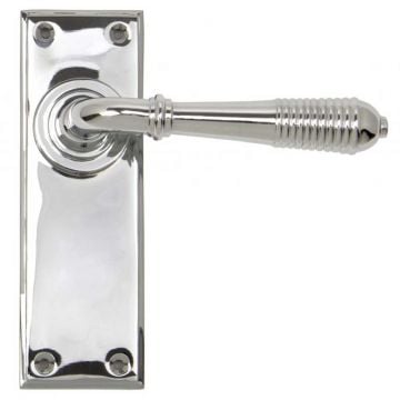 Reeded Lever Latch on Backplate Polished Chrome Plate
