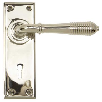 Reeded Lever Lock on Backplate Polished Nickel Plate