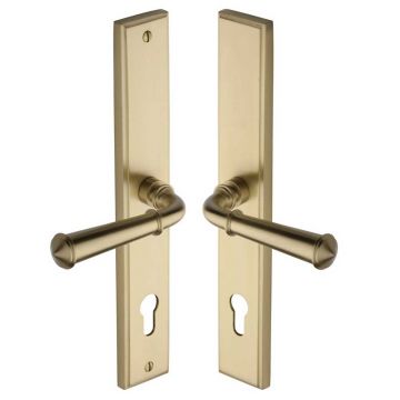 Colonial Lever Handle on Back Plate Right Hand 286 mm Satin Brass Lacquered