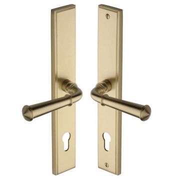 Colonial Lever Handle on Back Plate Left Hand 286 mm Satin Brass Lacquered