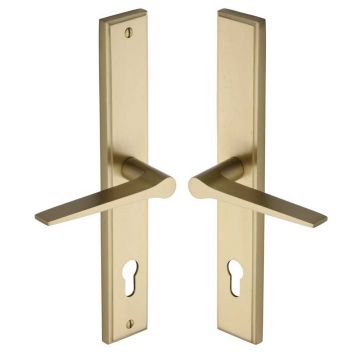 Gio Lever Handle on Back Plate Right Hand 286 mm Satin Brass Lacquered