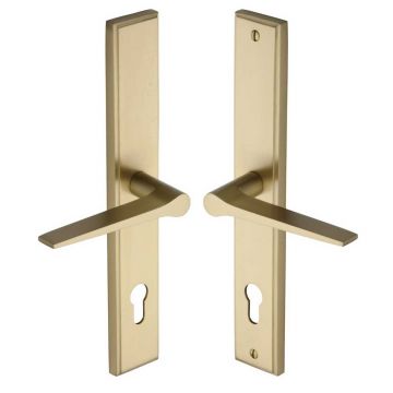 Gio Lever Handle on Back Plate Left Hand 286 mm Satin Brass Lacquered