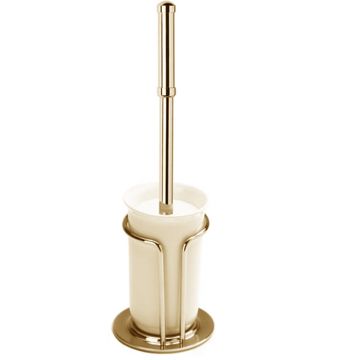 Toilet Brush And Holder Antique Gold Plate