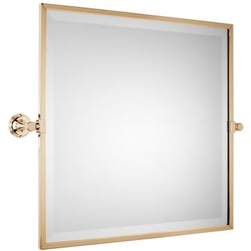 Style Moderne Bevelled Square Tilting Mirror 535mm Antique Gold Plate
