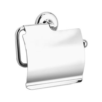 Toilet Roll Holder with Cover Polished Chrome Plate