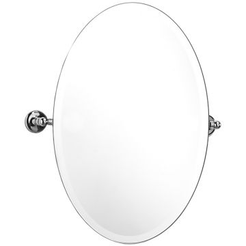 Oval Tiliting Mirror Satin Stainless Finish