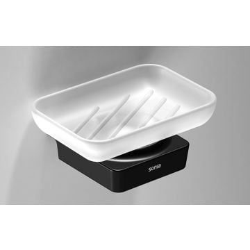 S6 Black Soap Dish Frosted Glass