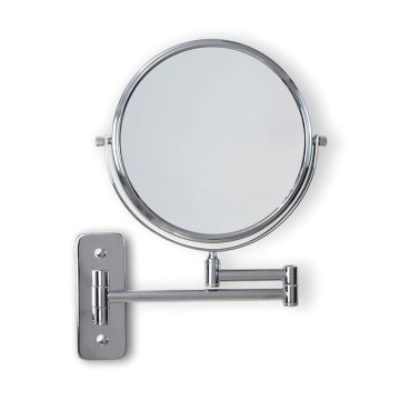 Reversible 7x Magnifying Wall Mirror on Adjustable Arm Polished Chrome Plate