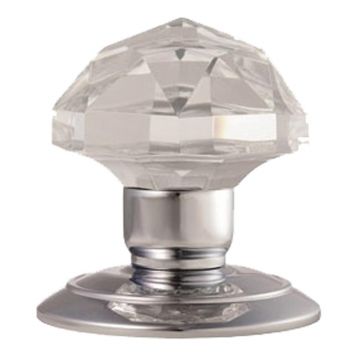 Cut Crystal Mortice Knobs Polished Chrome Plate
