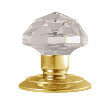 Cut Crystal Mortice Knobs Polished Brass Lacquered
