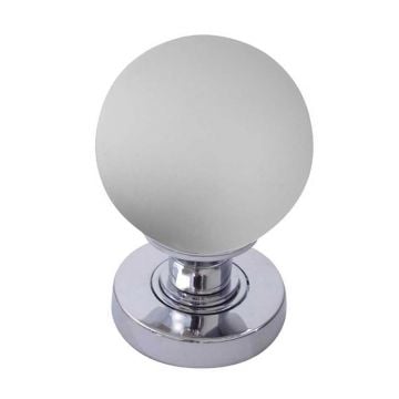 Frosted Glass Mortice Knob Polished Chrome Plate
