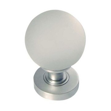Frosted Glass Mortice Knob Sprung Rose Satin Chrome Plate
