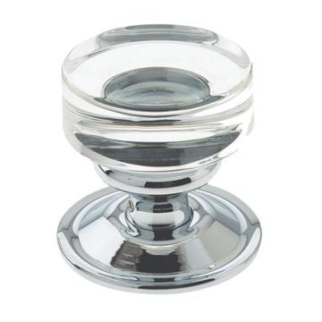 Pollino Clear Glass Mortice Door Knob polished Chrome Plate
