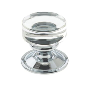 Pollino Clear Glass Mortice Door Knob Polished Chrome Plate